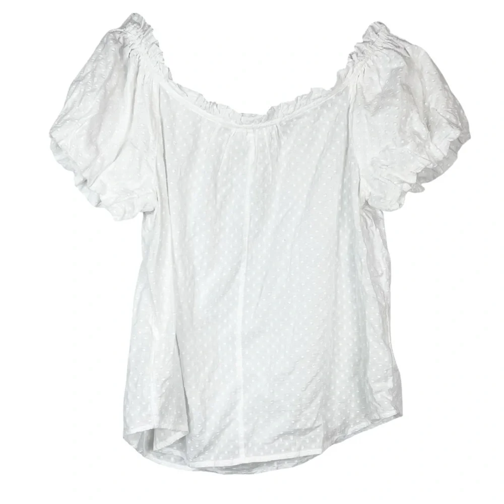 EUC Anthropologie Plus Maeve Swiss Dotted Sojourner Off Shoulder Puff Sleeve Top
